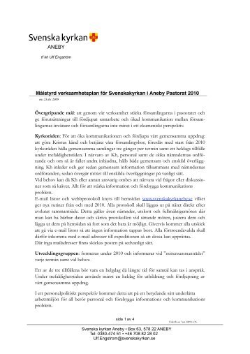 Verksamhetsplan 2010 Aneby - Svenska kyrkan Aneby