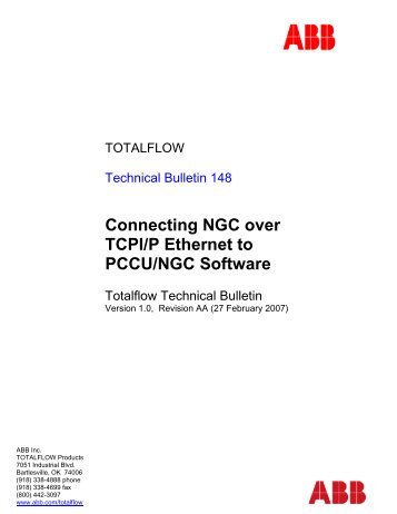 Connecting NGC over TCPI/P Ethernet to PCCU/NGC Software - Abb