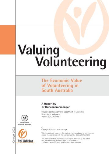 The Economic Value of Volunteering in South Australia