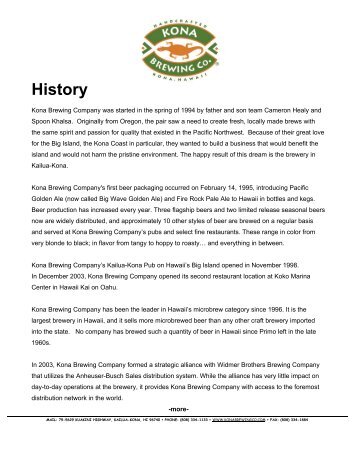 Press Kit (PDF) - Kona Brewing Company