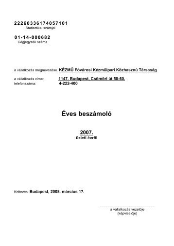 Éves beszámoló - Kézmű