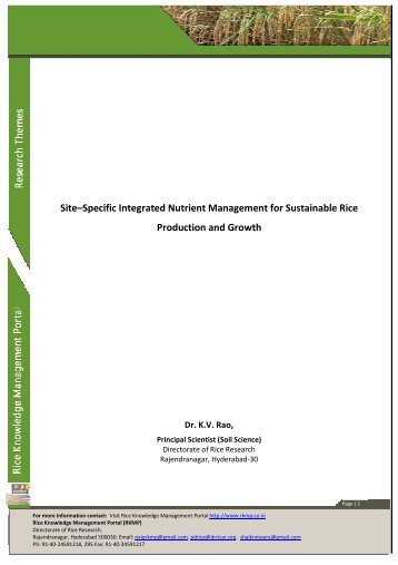 SiteâSpecific Integrated Nutrient Management for Sustainable Rice ...