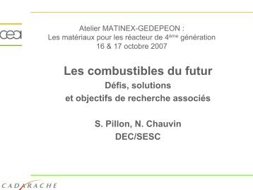 Les combustibles du futur : dÃ©fis, solutions, et objectifs ... - gedepeon