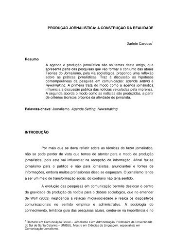 Produção jornalística: a construção da realidade - Unisul