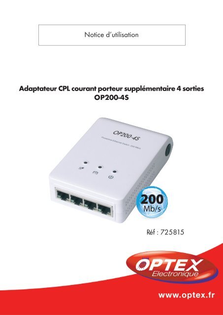 Notice d'utilisation Adaptateur CPL courant porteur  - OPTEX