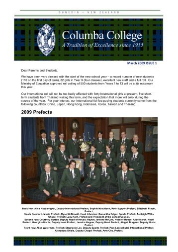 2009 Prefects - Columba College