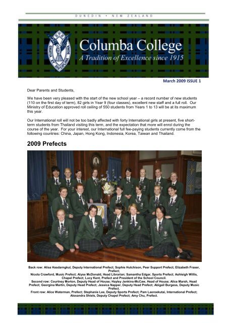 2009 Prefects - Columba College