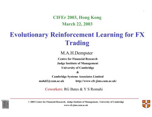 Evolutionary Reinforcement Learning For Fx Trading Centre For - 