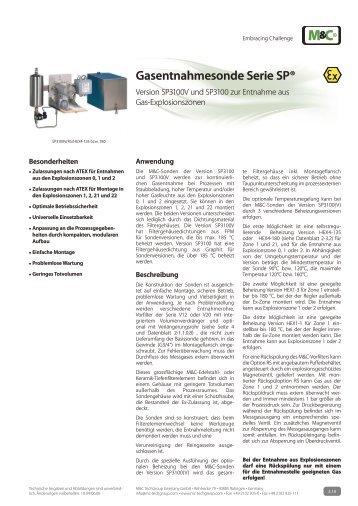 Gasentnahmesonde Serie SP® - M&C