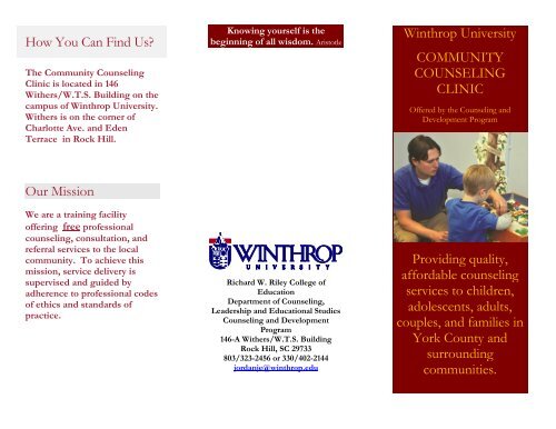 Winthrop Counseling Center Brochure