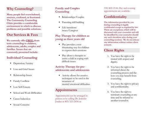 Winthrop Counseling Center Brochure