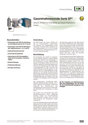 Gasentnahmesonde Serie SP® - M&C