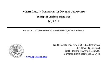 A. ND Mathematics Content Standards, Grade 5 - ND Curriculum ...