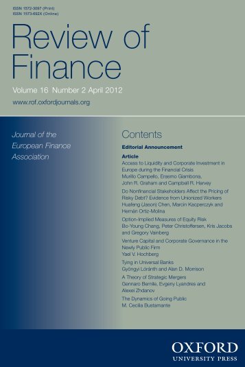 Front Matter (PDF) - Review of Finance - Oxford Journals