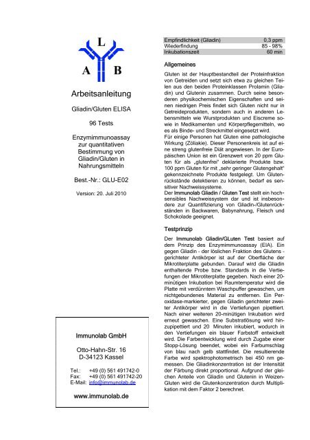 Arbeitsanleitung - Immunolab GmbH