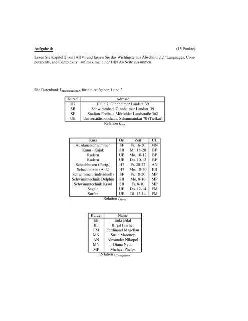 Übungsblatt 1 - Theorie komplexer Systeme - Goethe-Universität