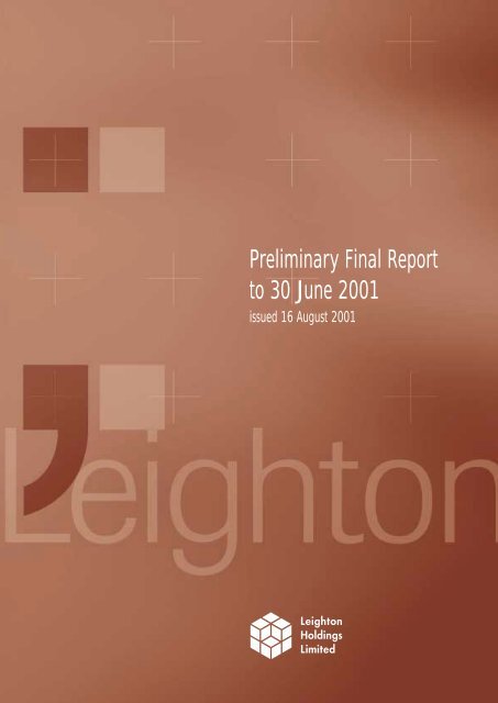 Preliminary Final Report to 30 June 2001 - Leighton Holdings