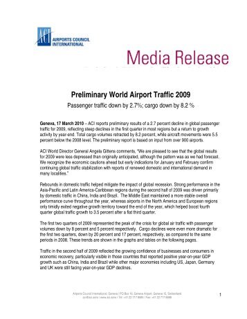Preliminary World Airport Traffic 2009 - ACI