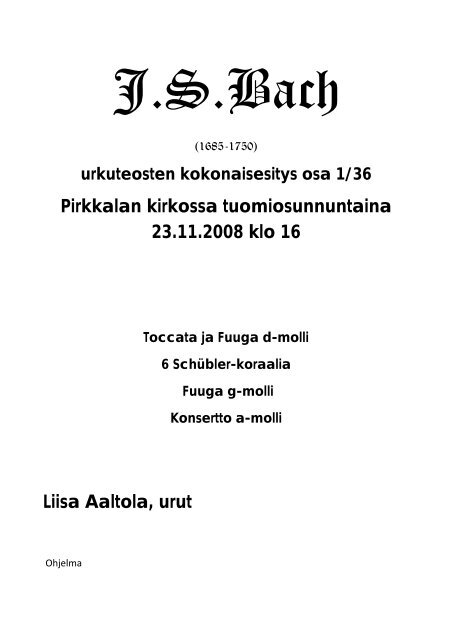 Bachin urkuteokset 1 (23.11.2008).pdf - Pirkkalan seurakunta