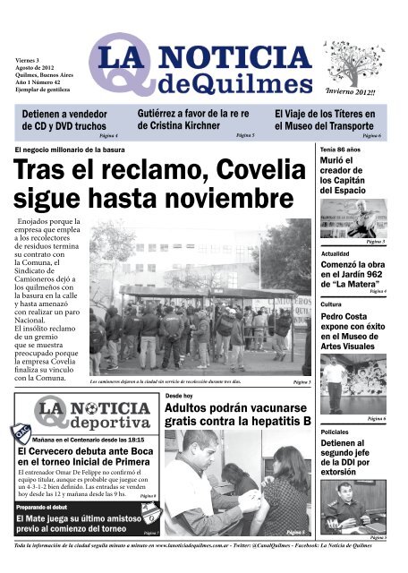 Tras el reclamo, Covelia sigue hasta noviembre - la noticia de quilmes