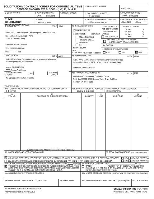 solicitation contract order for commercial items 1 IDEAS EC