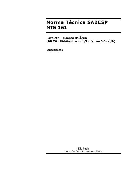 Norma TÃ©cnica SABESP NTS 161