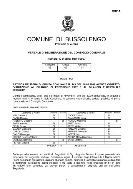 COMUNE DI BUSSOLENGO