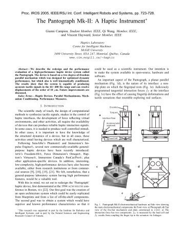 The Pantograph Mk-II: A Haptic Instrument - CIM - McGill University