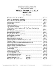 INDIVIDUAL SERVICE PLAN for ADULTS INSTRUCTIONS