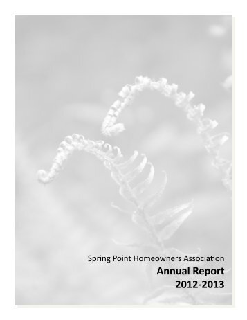 Annual Report 2012-2013 - Spring Point Homeowners Association