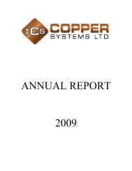 ICS Copper Systems Ltd. Annual Report 2009 - Small Cap News