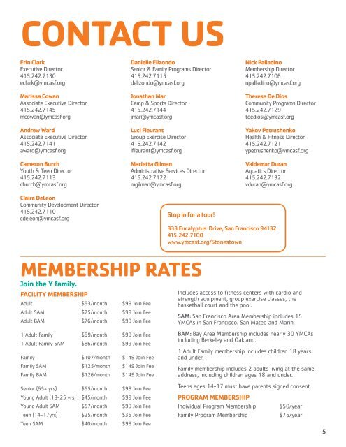 2013 Summer/Fall Program Guide - YMCA of San Francisco