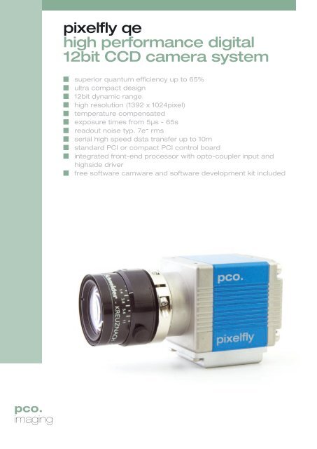 Pixelfly Qe High Performance Digital 12bit Ccd Camera System