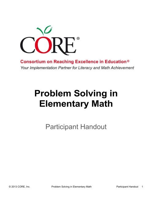 Problem Solving in Elementary Math - Core