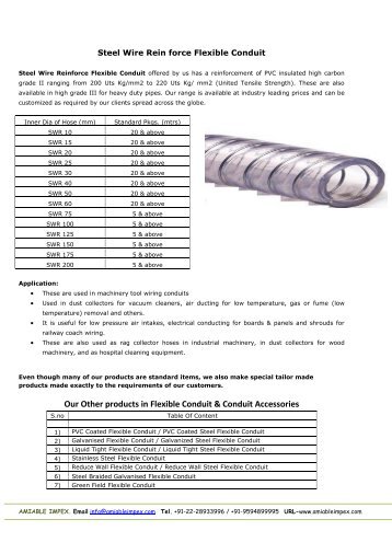 Steel Wire Rein force Flexible Conduit - Amiable Impex