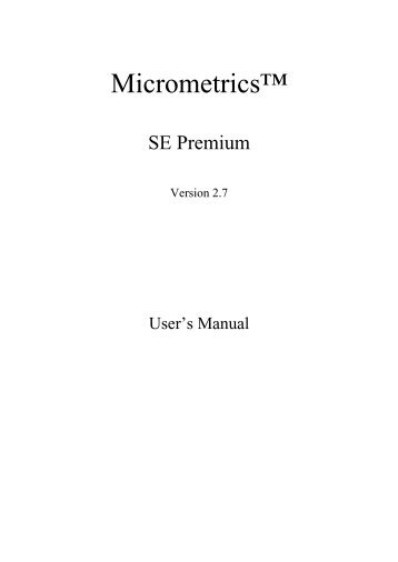 Micrometrics SE Premium User Manual (PDF) - Opticstar