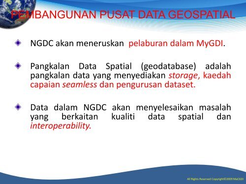 Implementation Of GIS MyGDI - Malaysia Geoportal