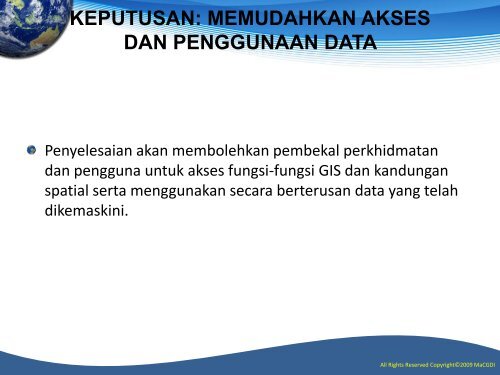 Implementation Of GIS MyGDI - Malaysia Geoportal