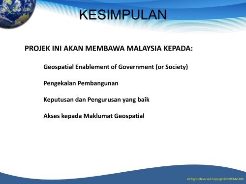 Implementation Of GIS MyGDI - Malaysia Geoportal