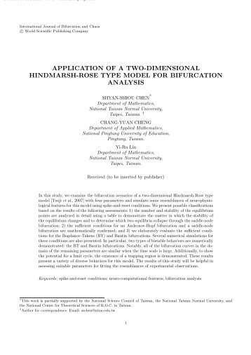 application of a two-dimensional hindmarsh-rose type model for ...