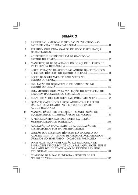 a seguranÃ§a de barragens ea gestÃ£o de recursos hÃ­dricos no brasil