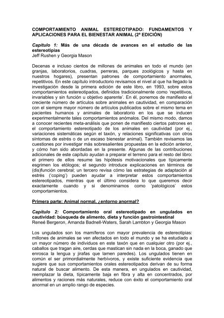 COMPORTAMIENTO ANIMAL ESTEREOTIPADO: FUNDAMENTOS ... COMPORTAMIENTO ANIMAL ESTEREOTIPADO: FUNDAMENTOS ...
