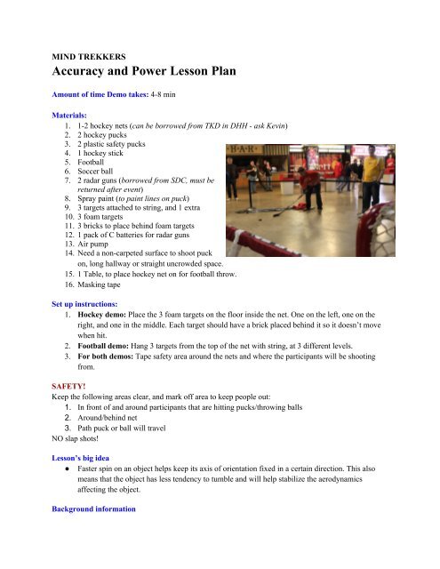 Accuracy and Power Lesson Plan - MTU Mind Trekkers