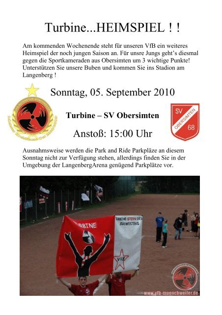 Stadionmagazin 02/2010 Turbine - SV Burgalben - VfB Rotenstein ...