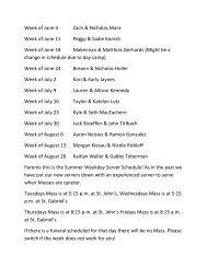 Summer Server Schedule for 2013 - Prairie Catholic School