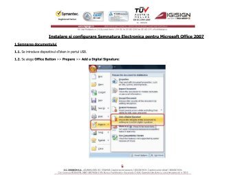 Instalare si configurare Semnatura Electronica pentru ... - DigiSign