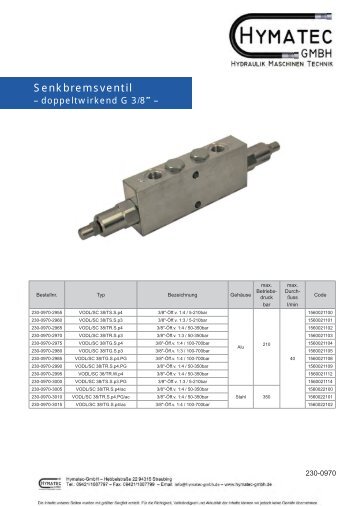 Senkbremsventil - Hymatec GmbH