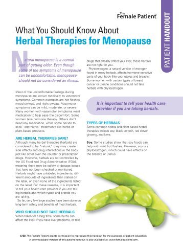 Herbal Therapies for Menopause - The Female Patient