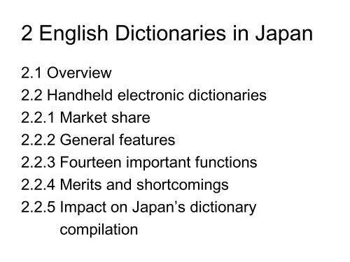 English Dictionaries and Databases in Japan - Observatoire de ...