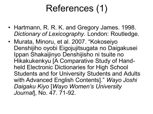 English Dictionaries and Databases in Japan - Observatoire de ...